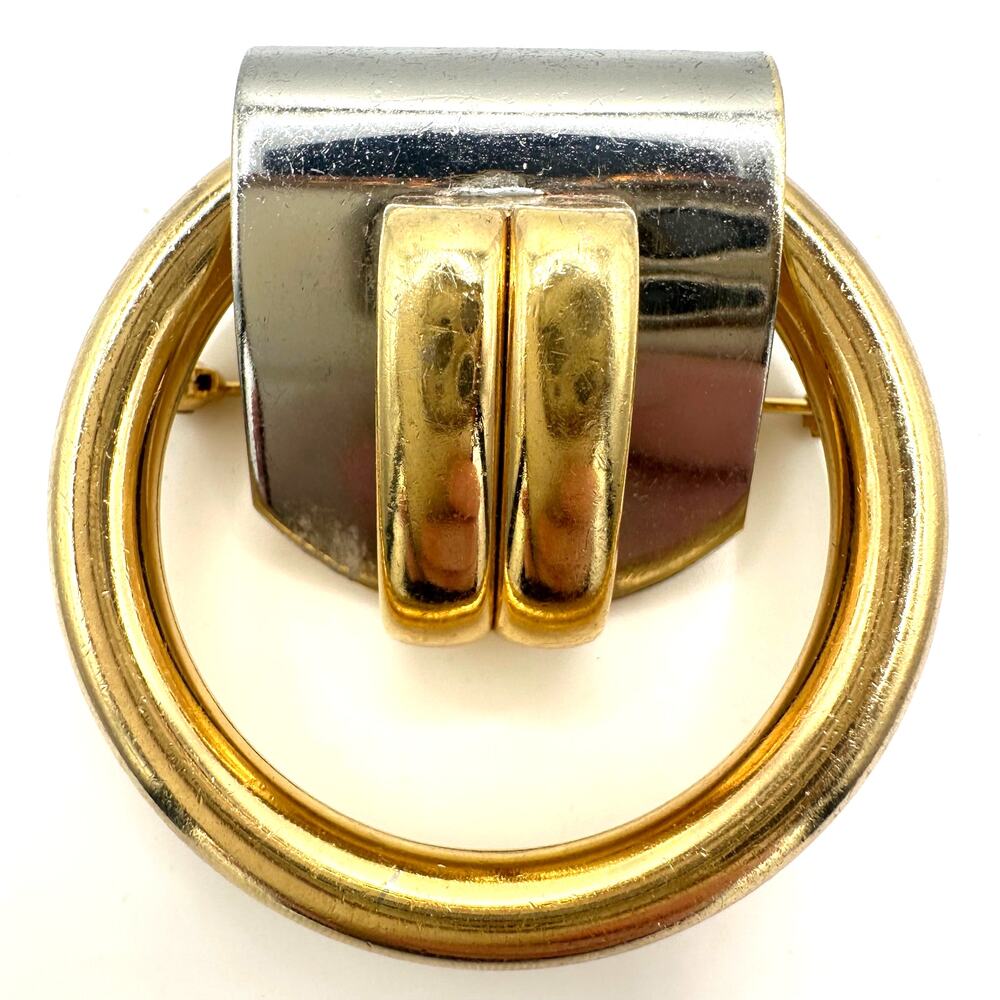 Rare Henkel & Grosse 1969 vintage gold rhodium plated silver two tone brooch